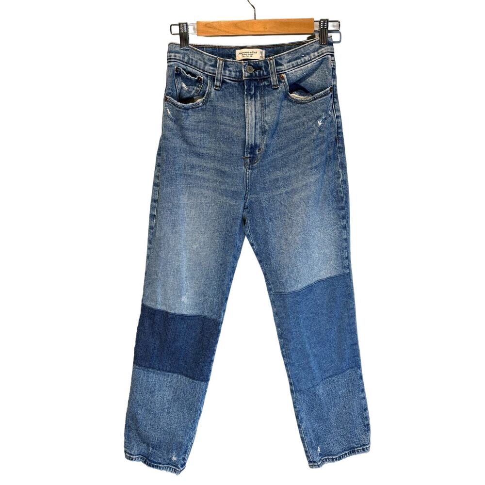 Abercrombie & Fitch The Ankle Straight Ultra High Rise Patchwork Jeans - 28/6R